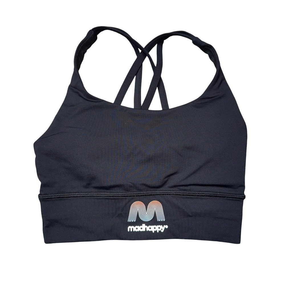 Lululemon Madhappy Energy Bra Womens 2‎ Black Excellent Strappy Logo Collab